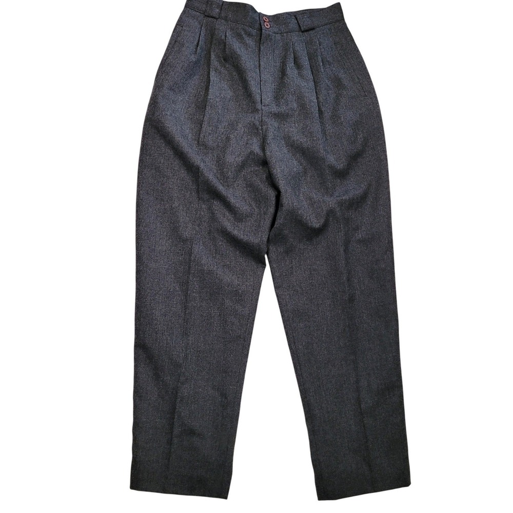 Vintage 90s Wool Pleated Carrot Tapered Pants Curvy Friendly Waist 12P 28‎ Waist